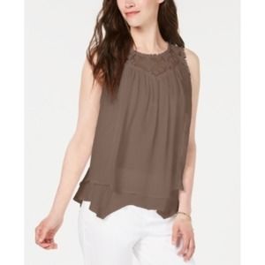 Style & Co Lace-Trim Swing Top, Size - Women's Fashion Top